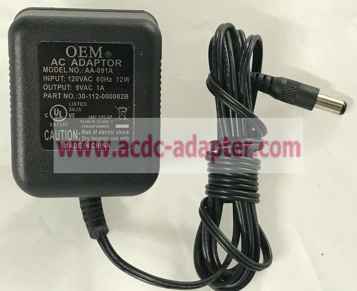 New 9VAC 1A AC Adaptor AA-091A 30-112-000002B Power Supply Charger